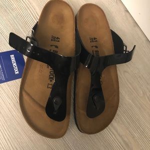 New Birkenstock sandals, Gizeh Birko-Flor Patent